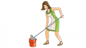 Hausfrau beim Putzen