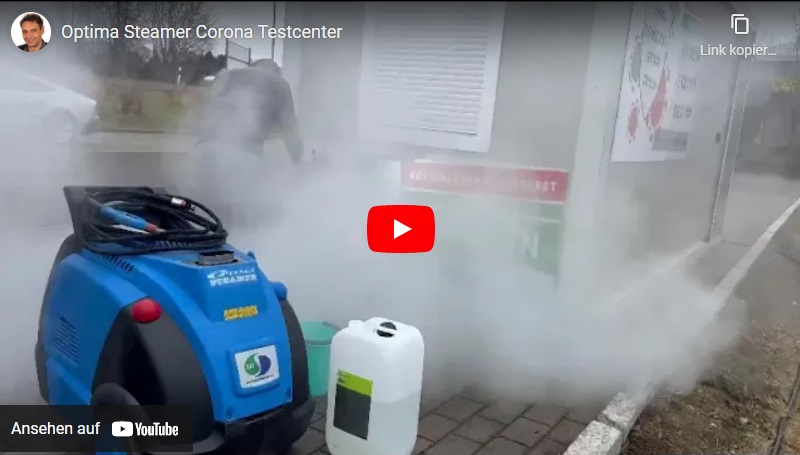 Optima Steamer reinigt Corona Testzentrum in Neu-Ulm